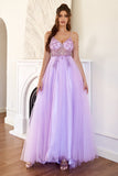 Lilla beading Tulle Prom Kjole