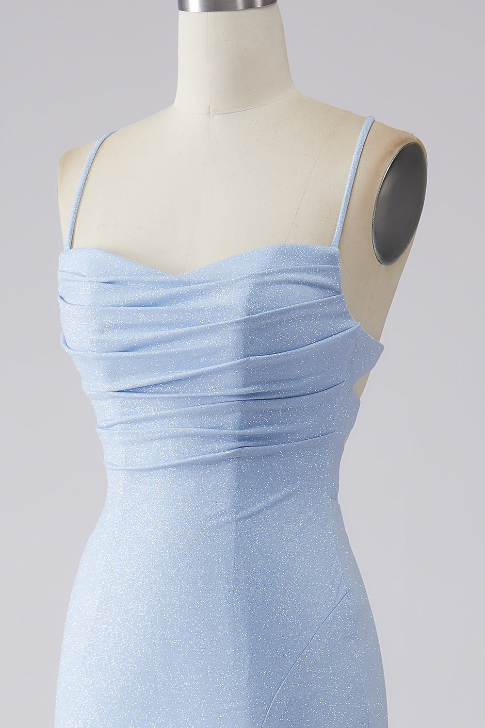 Lyseblå Glitrende Havfrue Gallakjole med slids
