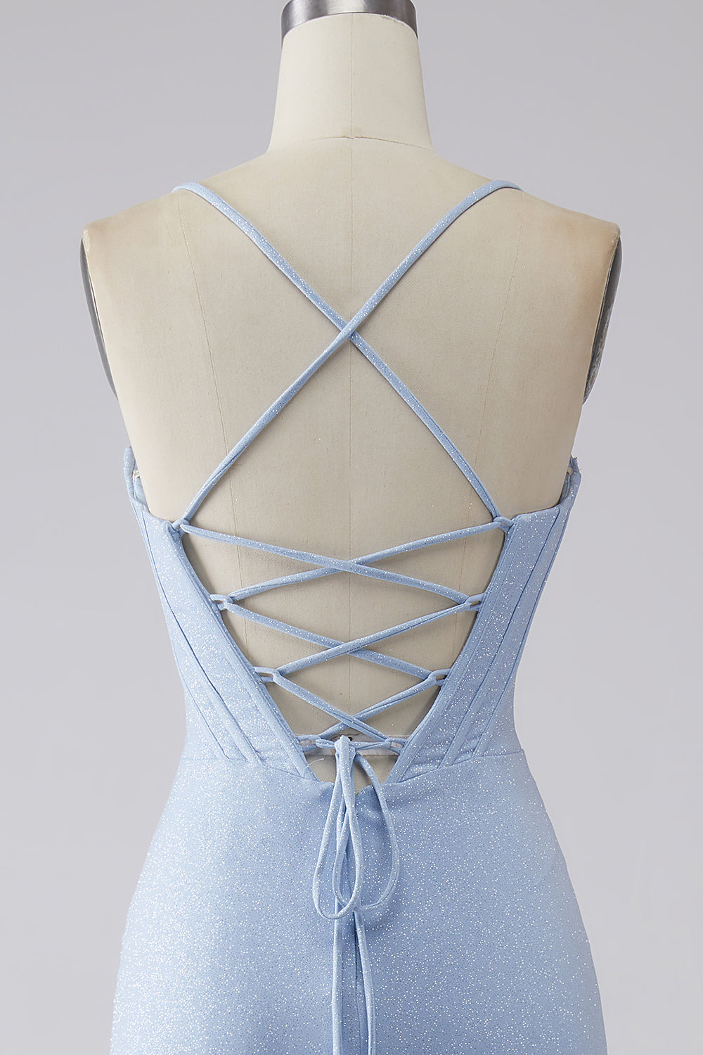 Lyseblå Glitrende Havfrue Gallakjole med slids