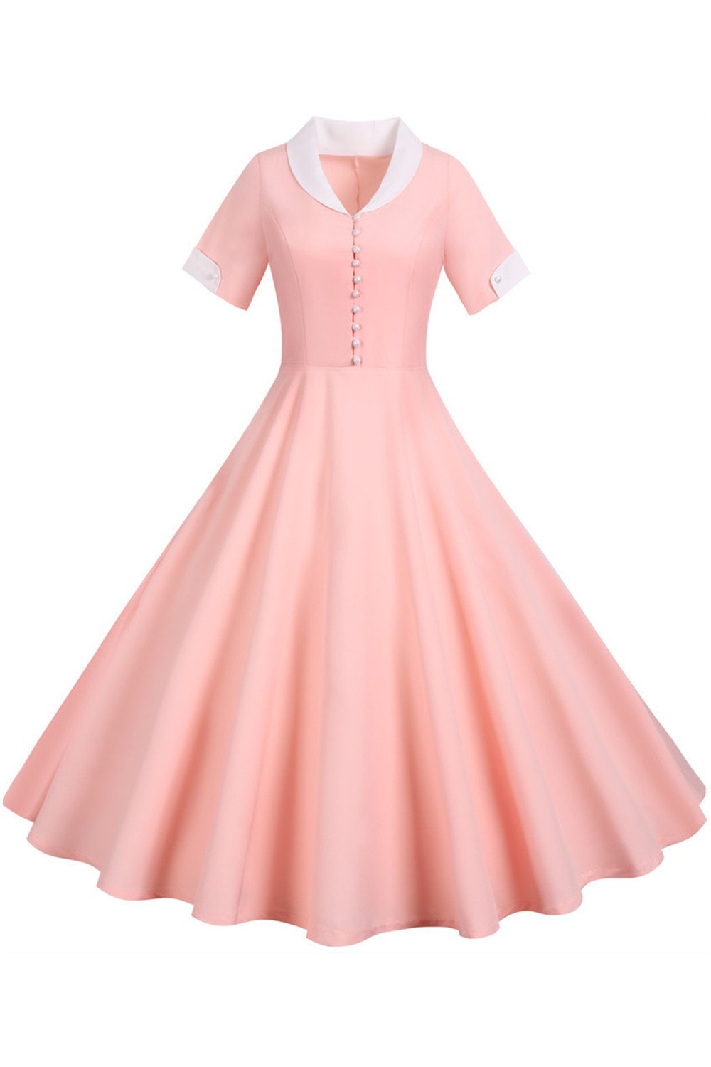 V Hals 1950'erne Swing Dress