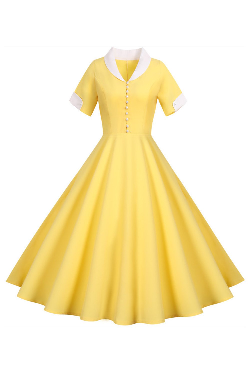 V Hals 1950'erne Swing Dress