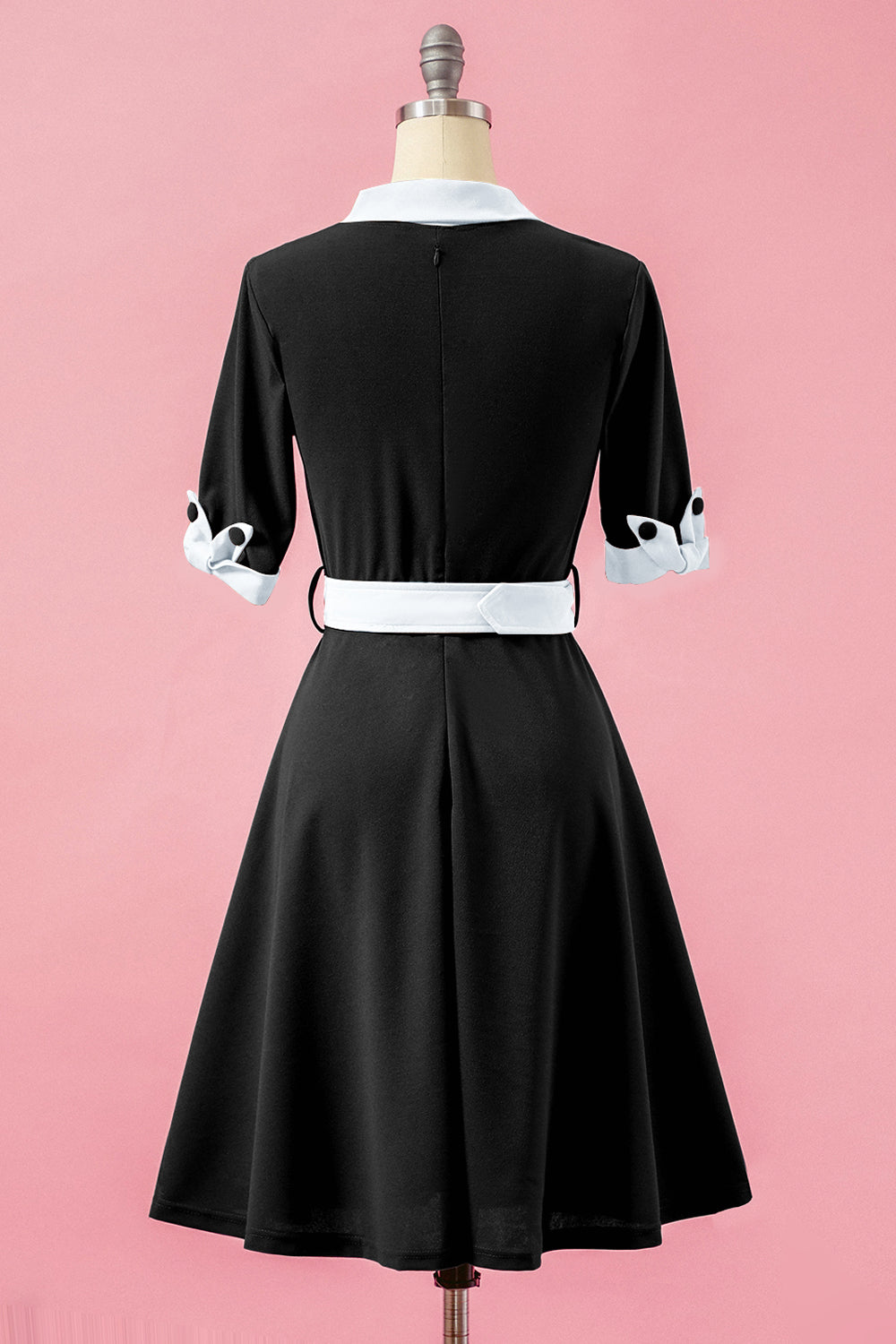 Gron Patchwork V-hals Svinge Festkjole