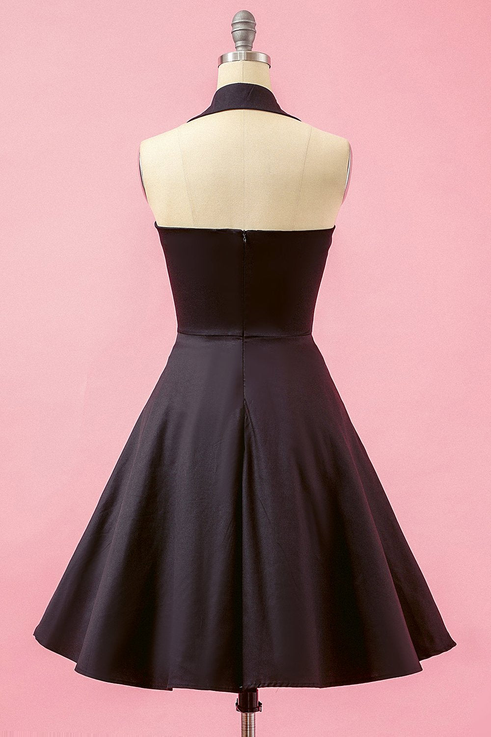 Sort Patchwork V-hals Svinge Festkjole