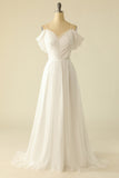 Hvid Off the Shoulder Tulle Brudekjole