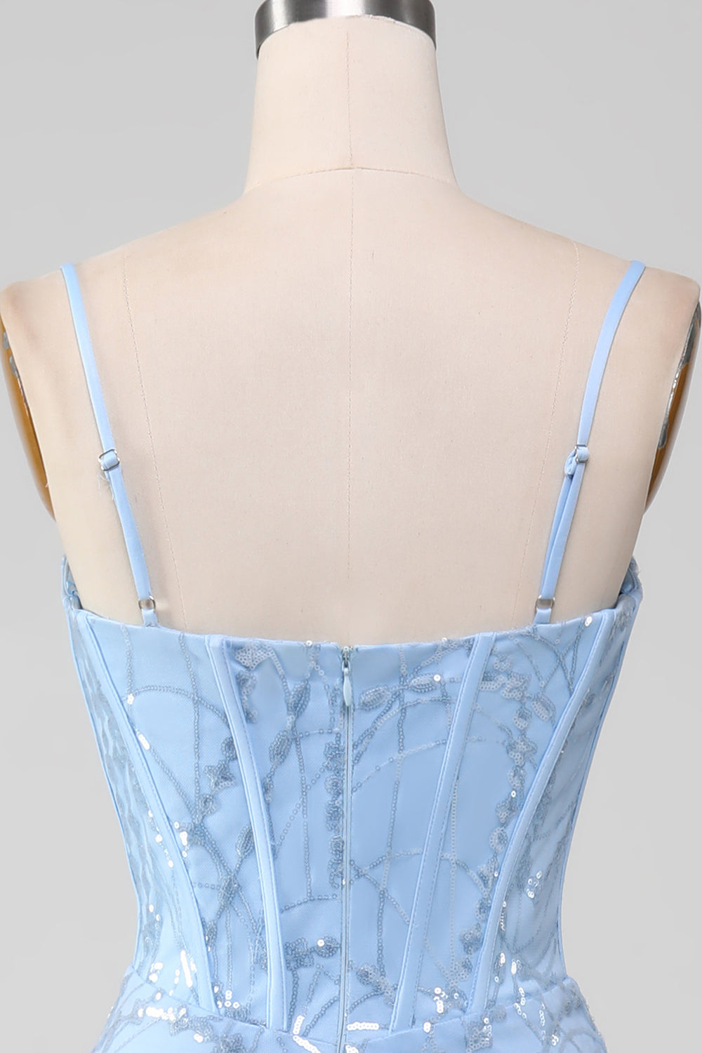 Lyseblå Havfrue Glitrende Pailletter Lang Korset Gallakjole