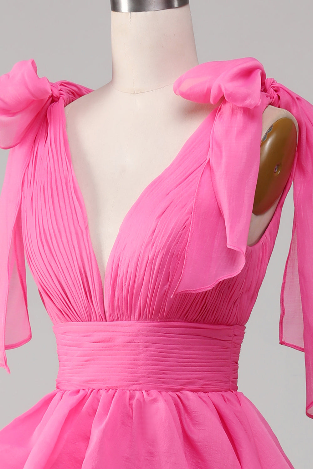 Princess A-Line V-hals Fuchsia gallakjole med slids