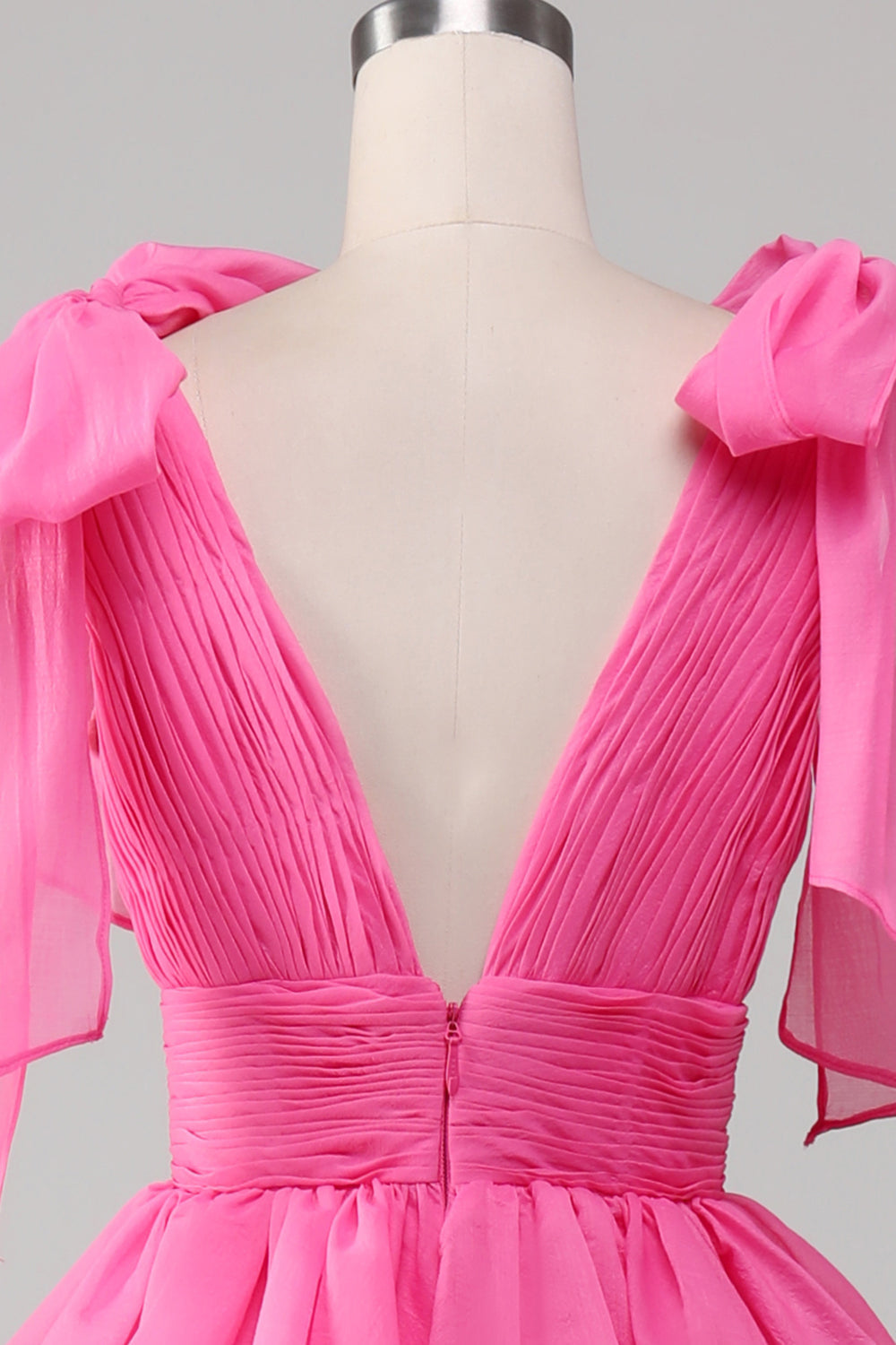 Princess A-Line V-hals Fuchsia gallakjole med slids