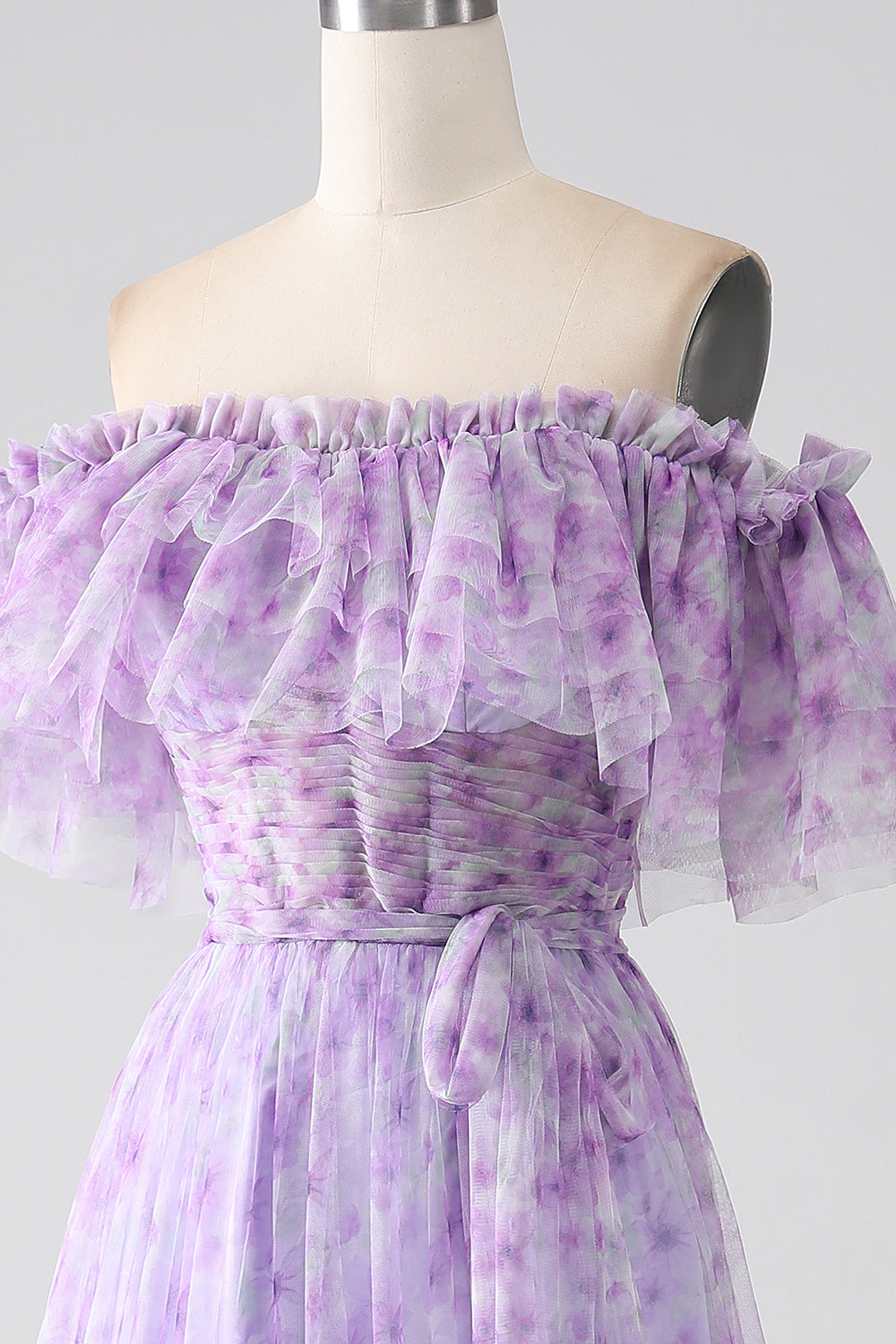 Lilla Floral Fra skulder Lang flæset gallakjole