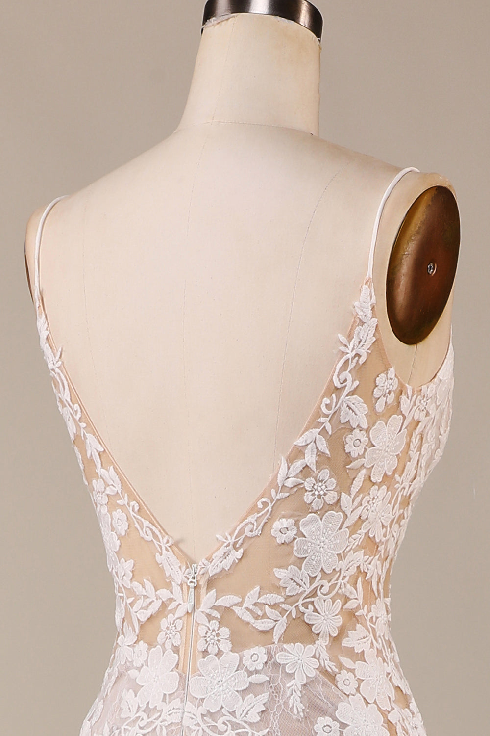 Charmerende havfrue Spaghetti Stropper Elfenben lang brudekjole med blonder