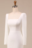 Elfenben Havfrue Firkantet hals Brudekjole med lange ærmer