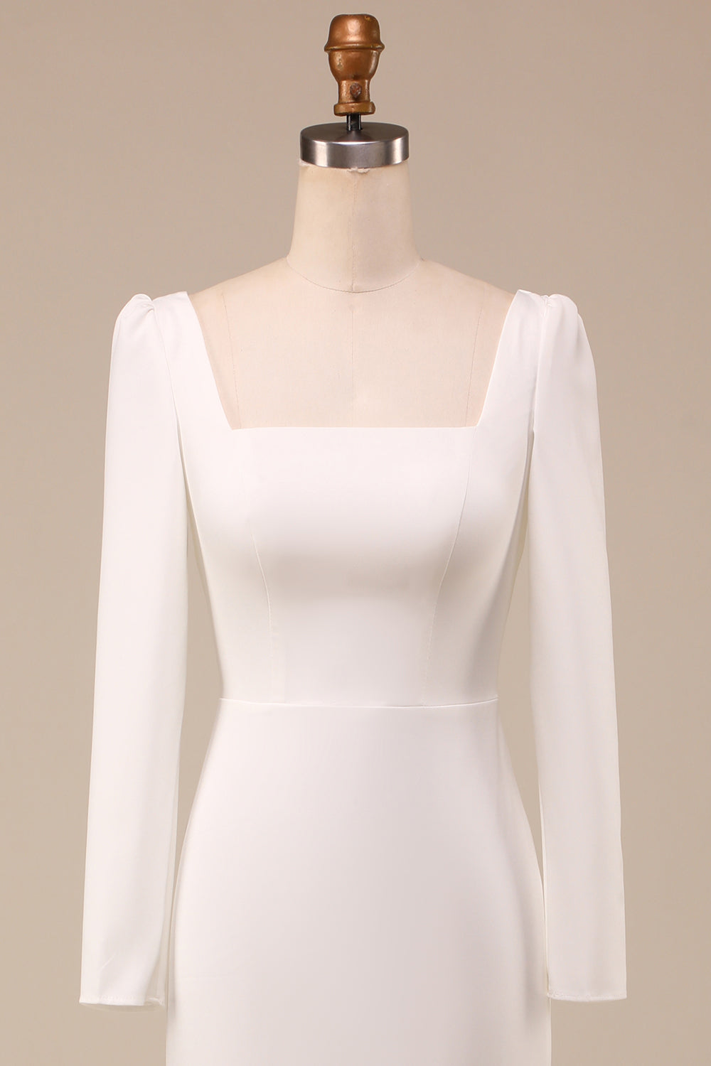 Elfenben Havfrue Firkantet hals Brudekjole med lange ærmer