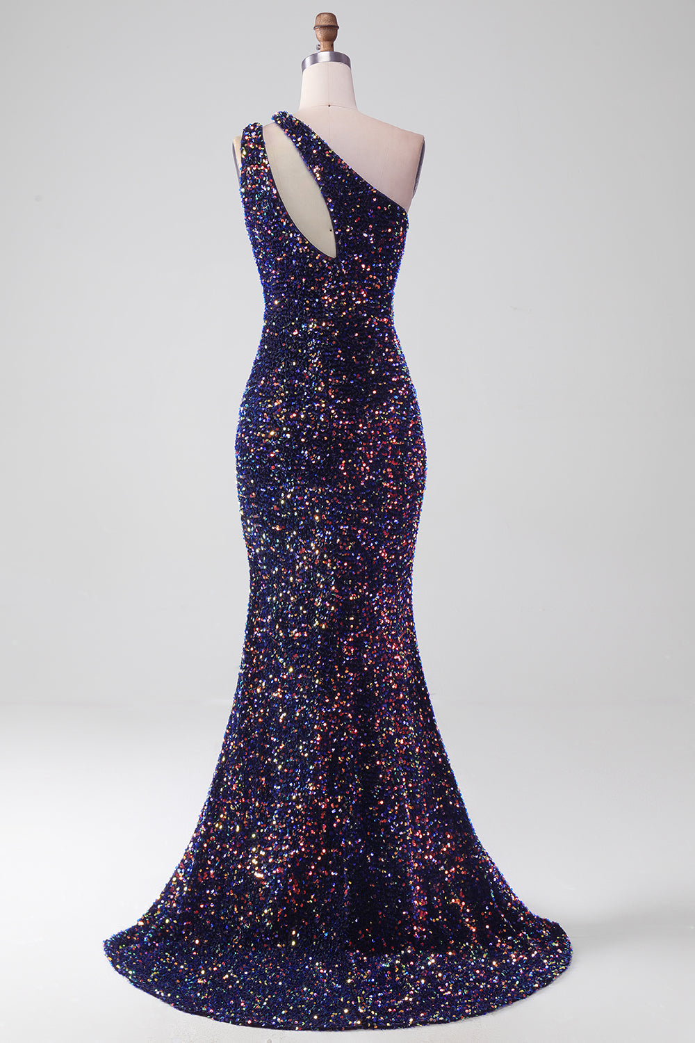 Sort havfrue En skulder Pailletter Lang gallakjole med slids