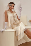 Plus Size Champagne Gatsby 1920'erne Flapper Kjole med Pailletter og Frynser