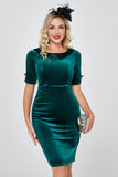 Mørkegrøn Bodycon fløjlskjole