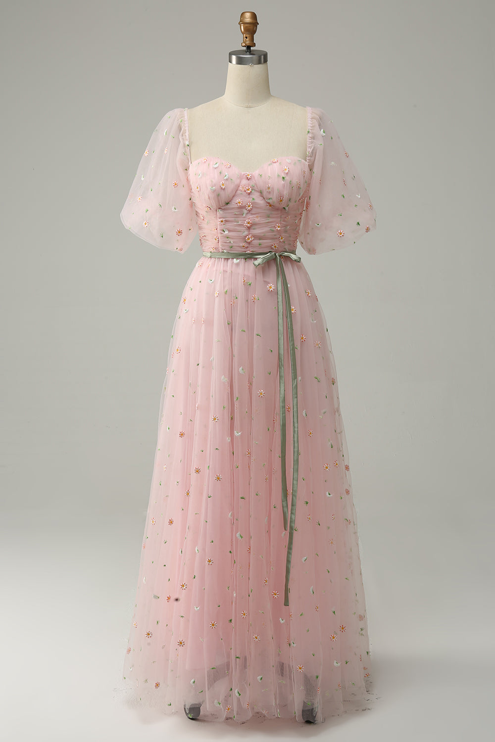 En Line Sweetheart Blush Long Prom Dress med broderi