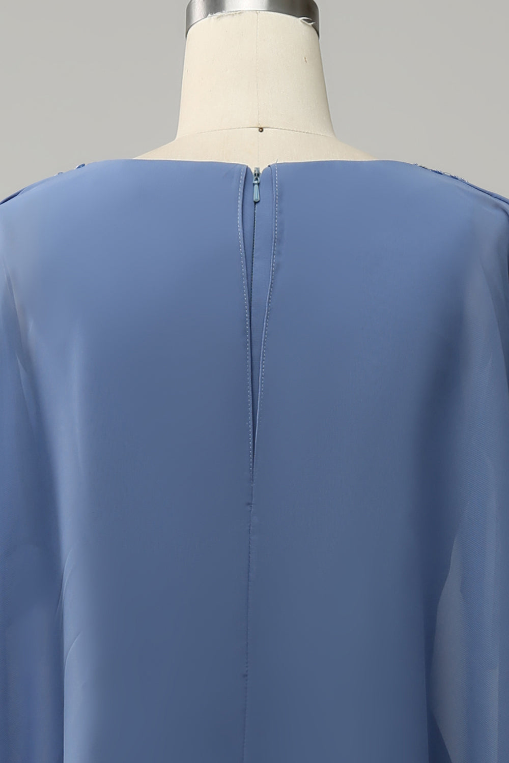 Grå blå glitrende perle batwing ærmer mor til brudekjolen