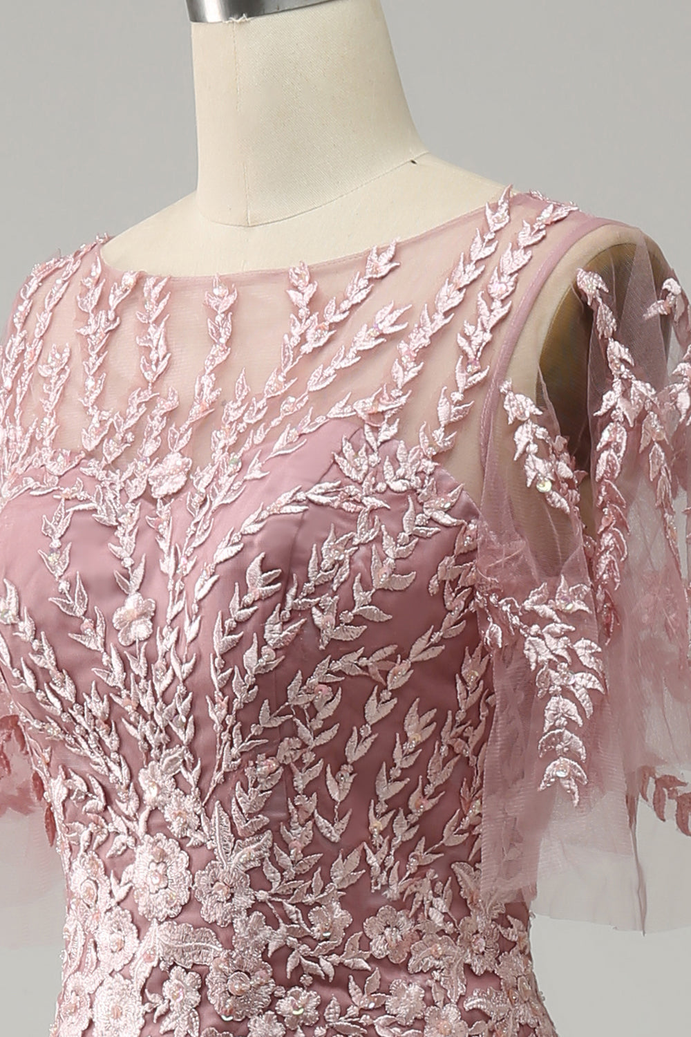 Grå pink havfrue tyl Brudens mor med blonder