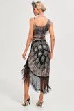Sort Spaghetti Stropper Gatsby frynsede Flapper Kjole