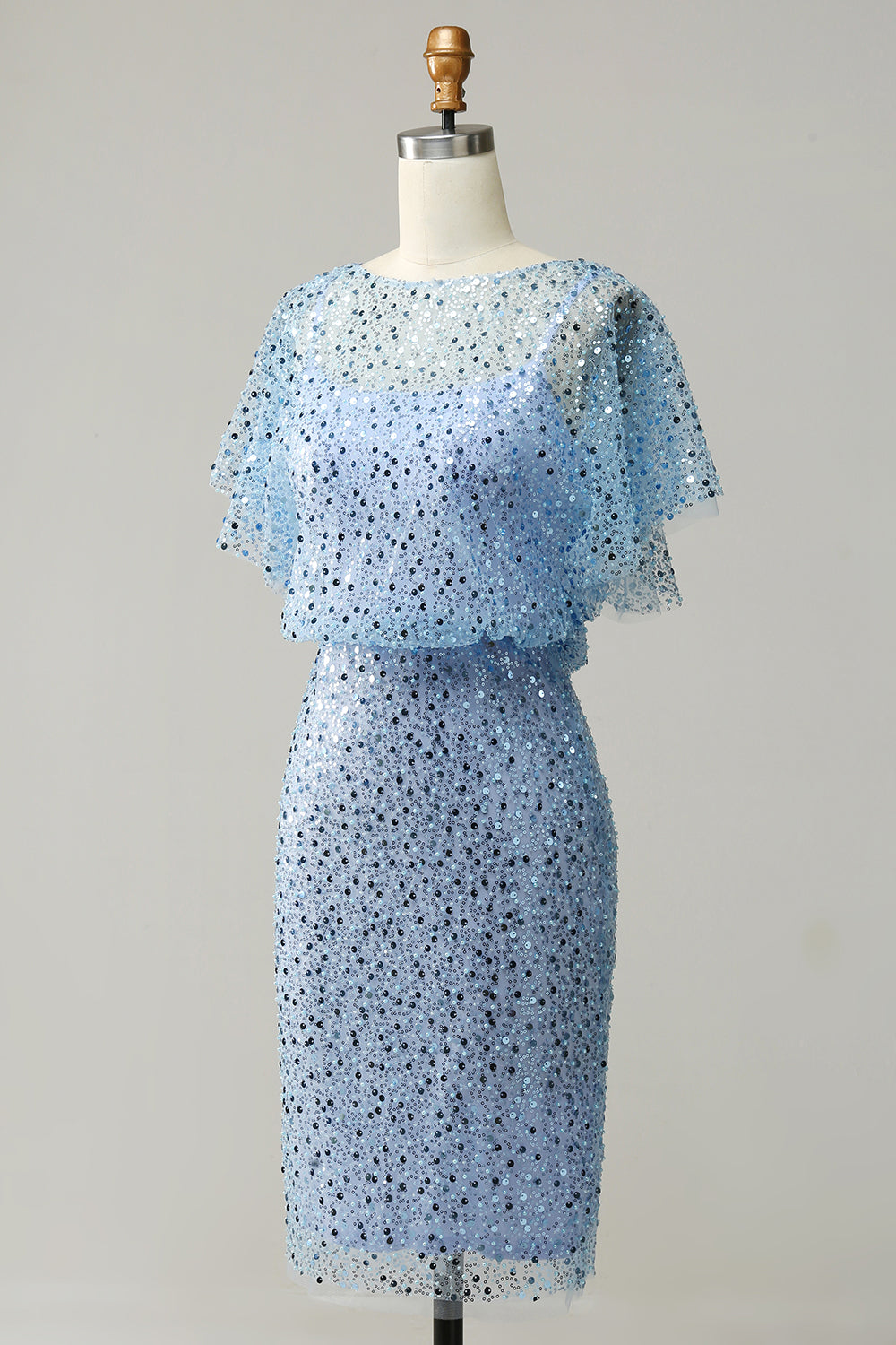 Gråblå pailletter bodycon cocktailkjole