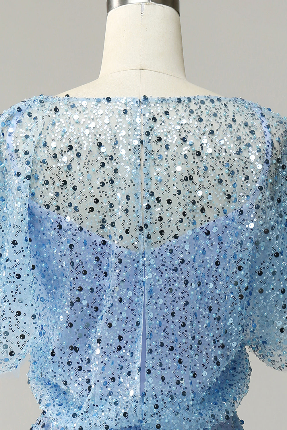 Gråblå pailletter bodycon cocktailkjole