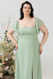Off the Shoulder Plus size brudepigekjole med slids