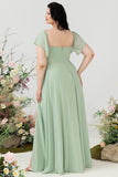 Off the Shoulder Plus size brudepigekjole med slids