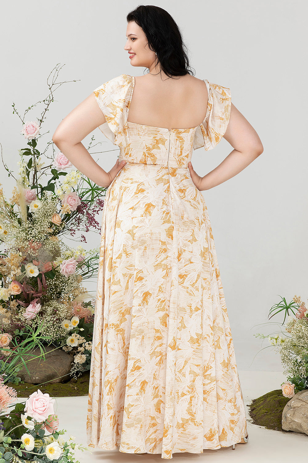 Off the Shoulder Plus size brudepigekjole med slids