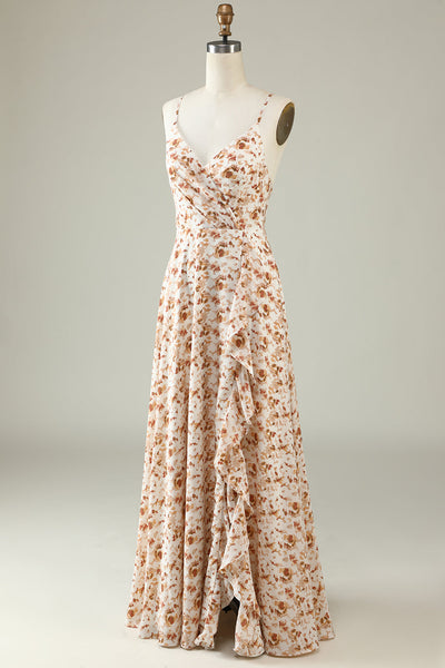 Sheath Spaghetti stropper Blush Long brudepike kjole med Bowknot