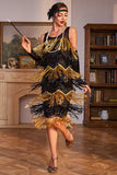 Golden Fringes Flapper Great Gatsby kjole med pailletter