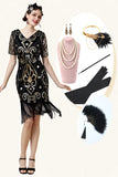 Vintage Fringed Glitter Flapper Dress med tilbehør fra 1920'erne