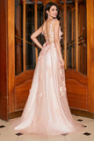 Blush Appliques A Line Spaghetti Straps Prom Dress med tilbehør