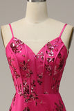 Hot Pink Pailletter Print Havfrue Prom Kjole