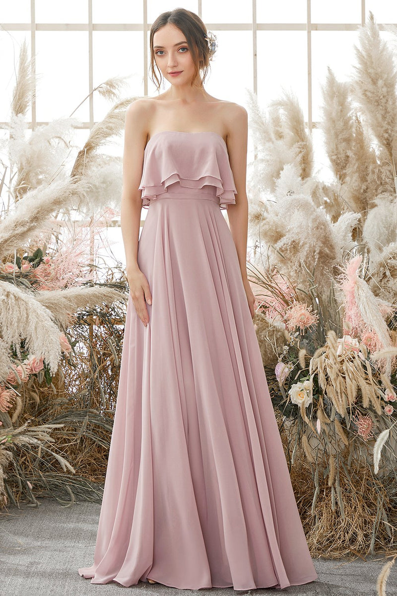 Bank synonymordbog Omsorg Zapaka Elegant Stroplos Lavender Prom brudepige kjole lang aften Parti kjole  med flaser – ZAPAKA DA