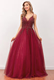 Bourgogne Beaded Lang Prom Dress