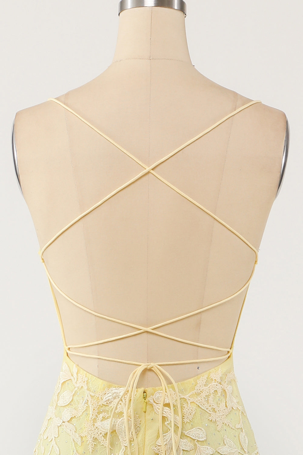 Coral Rygløs Lang Gallakjole med Appliques