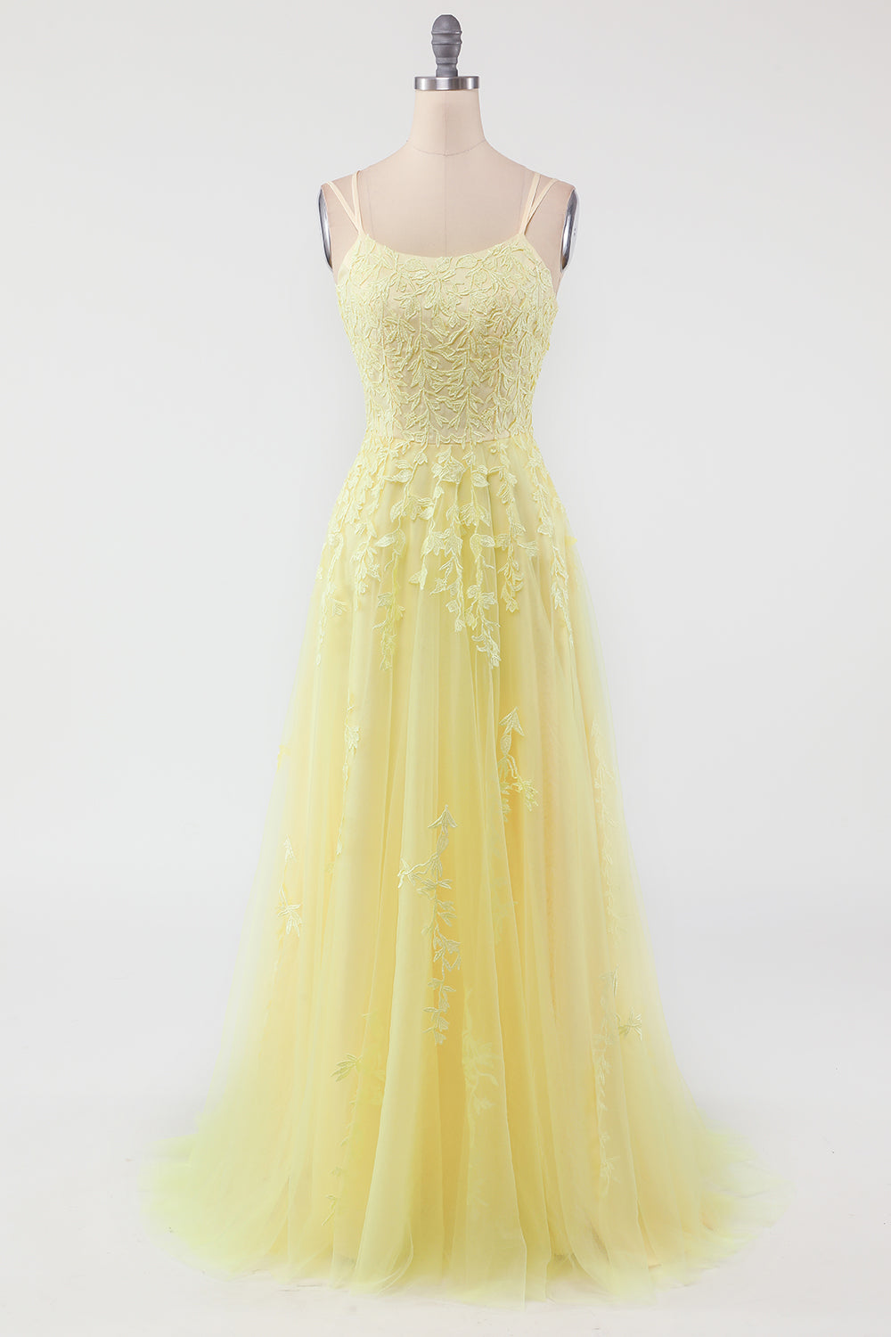 Lilla Tulle Prom Kjole med applikationer