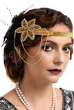 1920'erne Sort og Guld Feather Beaded Pandebånd