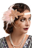 1920'erne Sort og Guld Feather Beaded Pandebånd