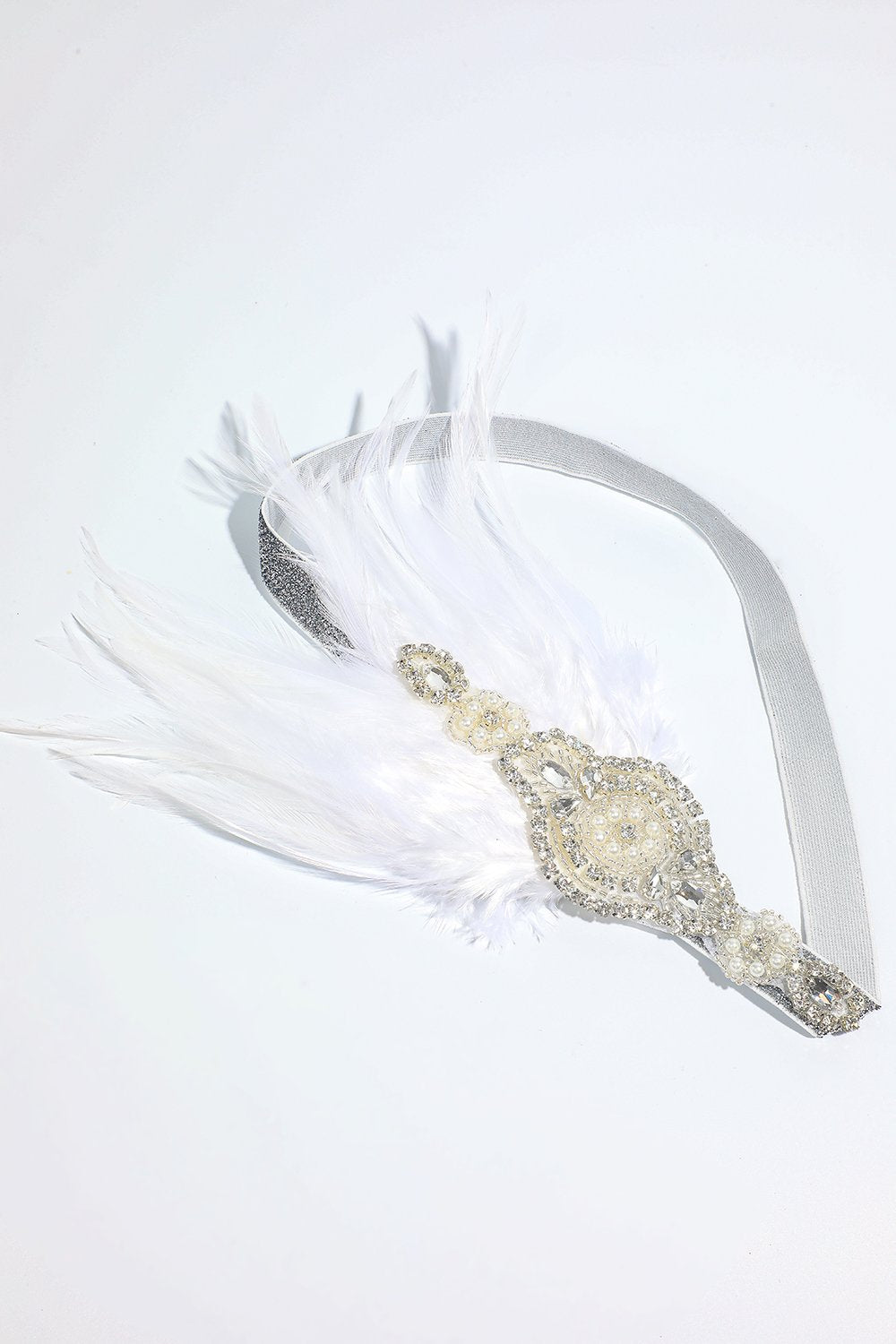 Blush 1920'erne Beaded Sequin pandebånd med fjer