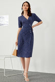 Navy Polka Prikker Midi Sommer Wrap Kjole