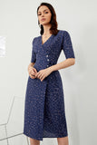 Navy Polka Prikker Midi Sommer Wrap Kjole