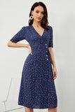 Navy Polka Prikker Midi Sommer Wrap Kjole