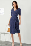 Navy Polka Prikker Midi Sommer Wrap Kjole