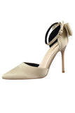 Bourgogne Satin Prom Hæle med Bowknot