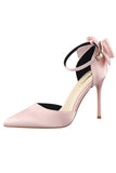 Bourgogne Satin Prom Hæle med Bowknot