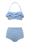 Blå striber bikini i to dele