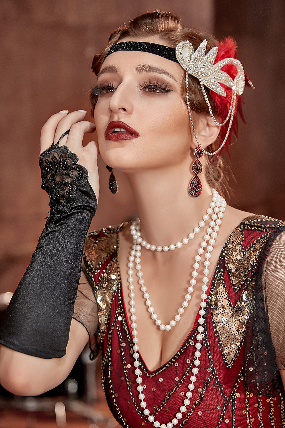 1920'erne Red Costume Tilbehør Set