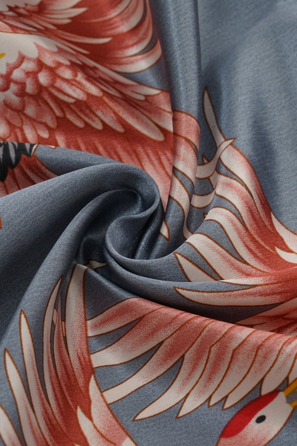 Grå kran trykt Satin brudekåbe