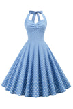 Retro Polka Dots Halter Åben Ryg kjole