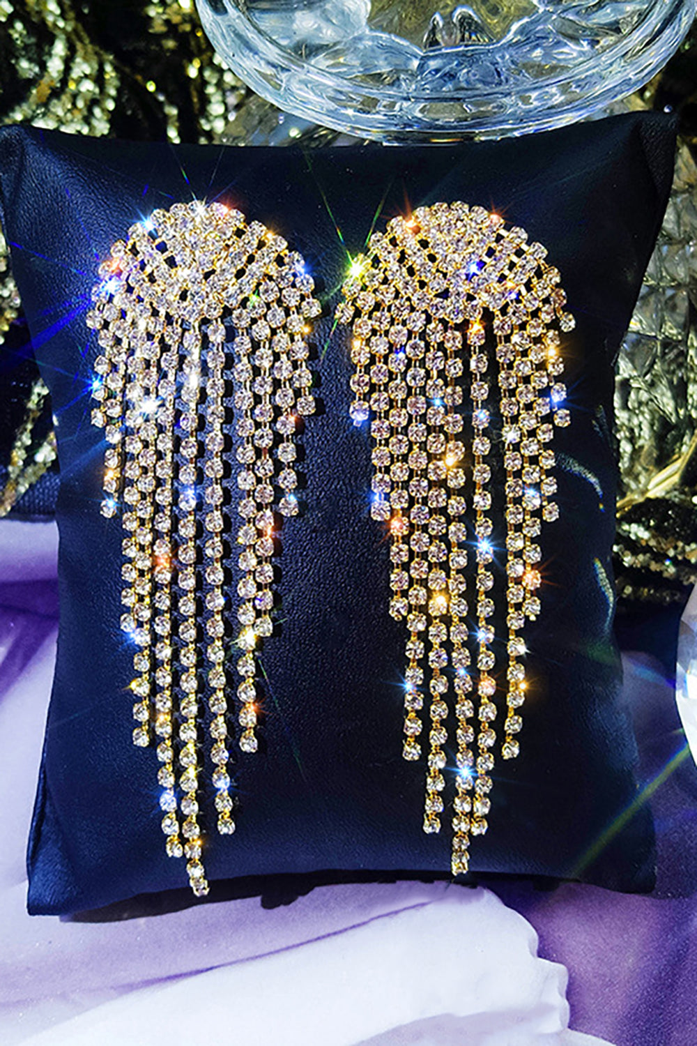 Guld Rhinestone Drop øreringe
